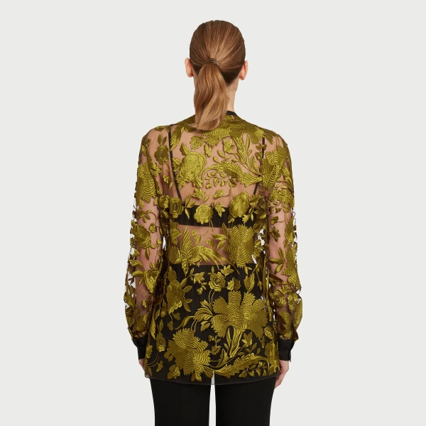 Giambattista Valli Peridot Chimera Shawl Tulle Blouse - Giambattista Valli Tops - Romantic Couture - Shop at Coveti