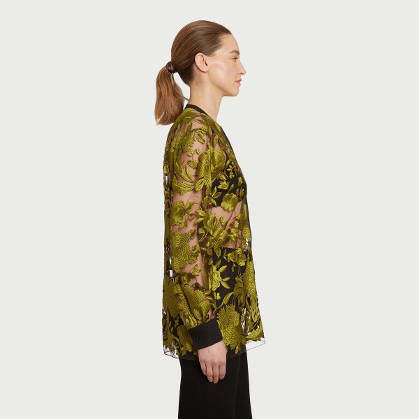 Giambattista Valli Peridot Chimera Shawl Tulle Blouse - Giambattista Valli Tops - Romantic Couture - Shop at Coveti