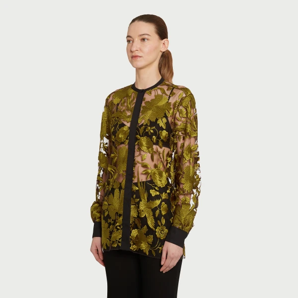 Giambattista Valli Peridot Chimera Shawl Tulle Blouse - Giambattista Valli Tops - Romantic Couture - Shop at Coveti