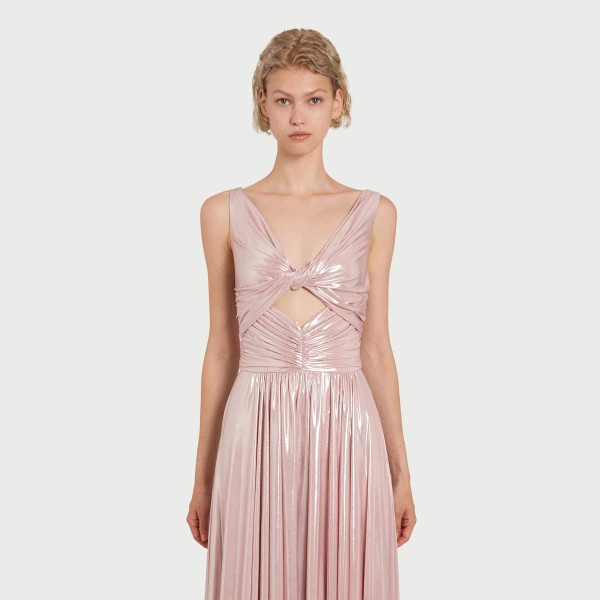 Giambattista Valli Pink Dress In Liquid Jersey With Crossover Draping - Giambattista Valli Dresses - Romantic Couture - Shop at Coveti