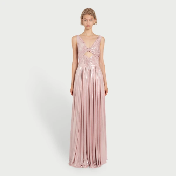 Giambattista Valli Pink Dress In Liquid Jersey With Crossover Draping - Giambattista Valli Dresses - Romantic Couture - Shop at Coveti