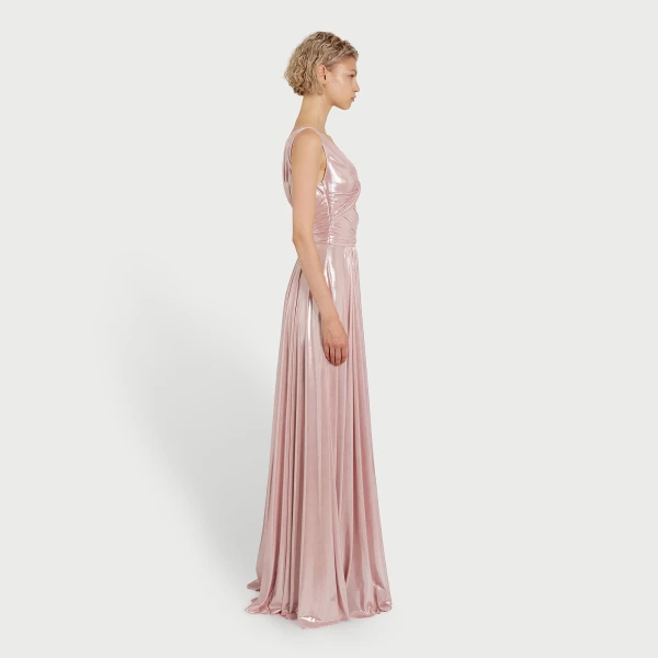 Giambattista Valli Pink Dress In Liquid Jersey With Crossover Draping - Giambattista Valli Dresses - Romantic Couture - Shop at Coveti
