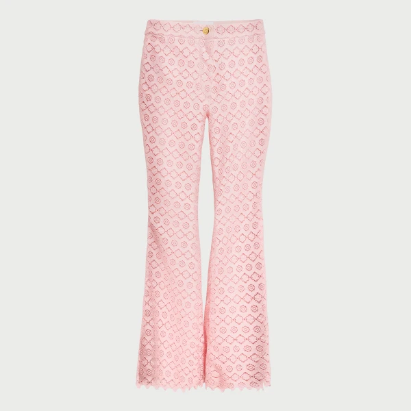 Giambattista Valli Pink Floral Macramé Pants - Giambattista Valli Pants - Romantic Couture - Shop at Coveti