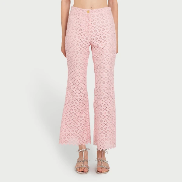 Giambattista Valli Pink Floral Macramé Pants - Giambattista Valli Pants - Romantic Couture - Shop at Coveti