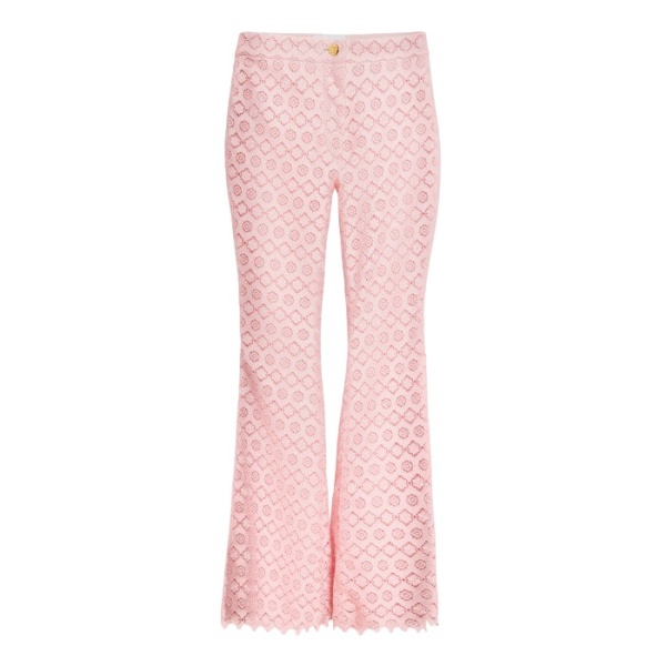 Giambattista Valli Pink Floral Macramé Pants - Giambattista Valli Pants - Romantic Couture - Shop at Coveti