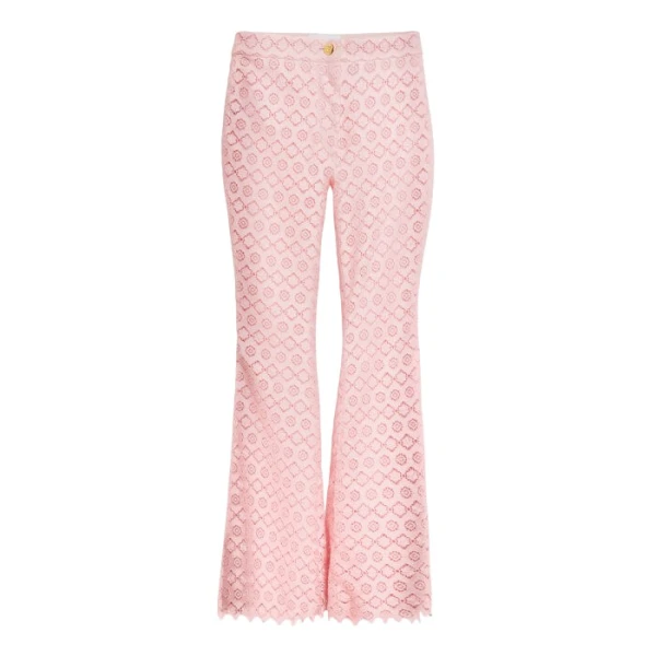 Giambattista Valli Pink Floral Macramé Pants - Giambattista Valli Pants - Romantic Couture - Shop at Coveti