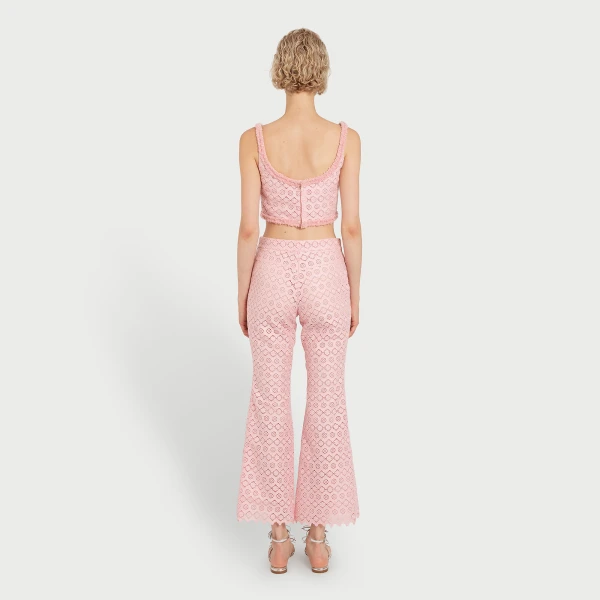 Giambattista Valli Pink Floral Macramé Top - Giambattista Valli Tops - Romantic Couture - Shop at Coveti
