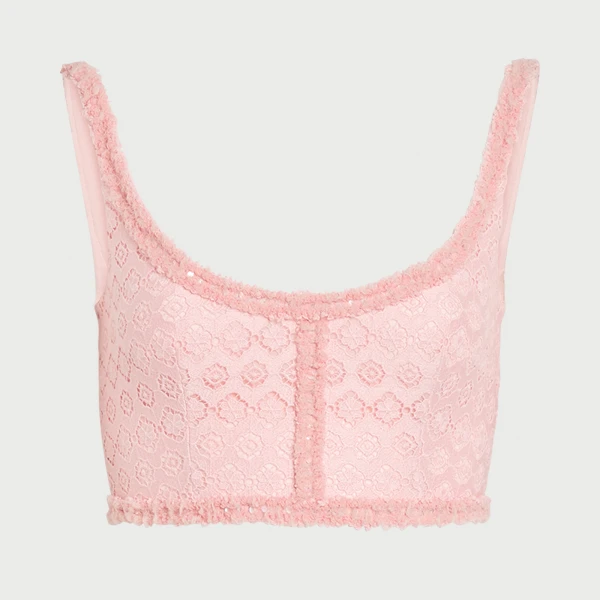 Giambattista Valli Pink Floral Macramé Top - Giambattista Valli Tops - Romantic Couture - Shop at Coveti