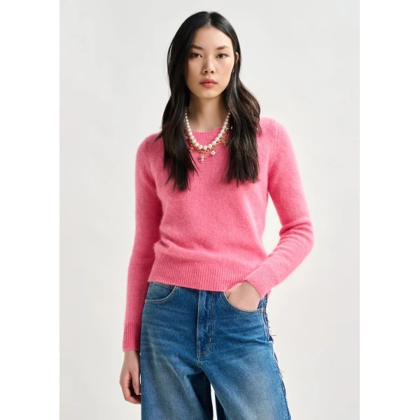 Essentiel Antwerp Pink angora blend knit, view 2