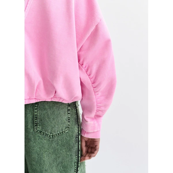 Essentiel Antwerp Pink cropped cotton sweatshirt with wrapback detail Top, view 5