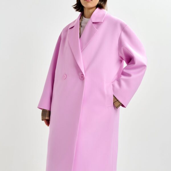 Essentiel Antwerp Pink double-breasted coat - Essentiel Antwerp Coats - Colorful Belgian Design - Shop at Coveti
