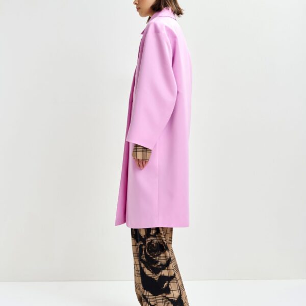 Essentiel Antwerp Pink double-breasted coat - Essentiel Antwerp Coats - Colorful Belgian Design - Shop at Coveti