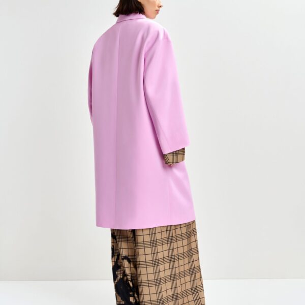 Essentiel Antwerp Pink double-breasted coat - Essentiel Antwerp Coats - Colorful Belgian Design - Shop at Coveti