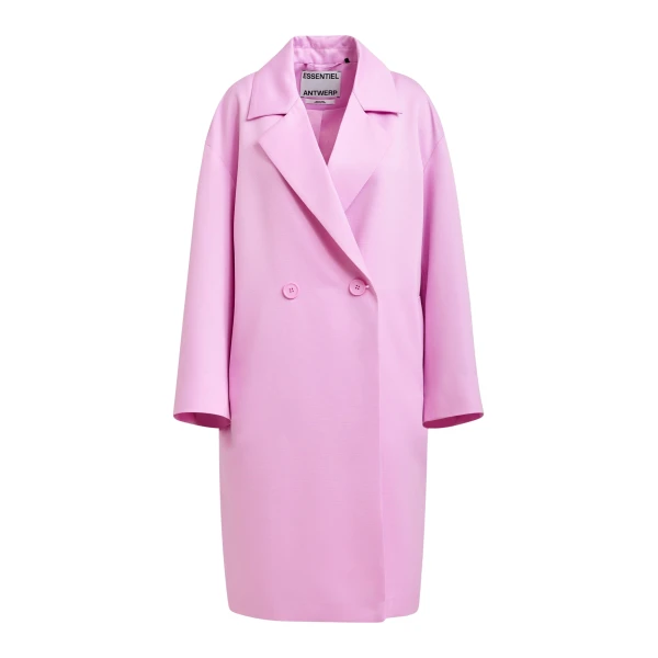 Essentiel Antwerp Pink double-breasted coat - Essentiel Antwerp Coats - Colorful Belgian Design - Shop at Coveti
