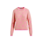 Essentiel Antwerp Pink heart-intarsia wool-blend sweater - Essentiel Antwerp Knitwear - Colorful Belgian Design - Shop at Coveti