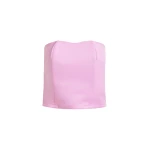 Essentiel Antwerp Pink sculpted bustier top with smocked back - Essentiel Antwerp Tops - Colorful Belgian Design - Shop at Coveti