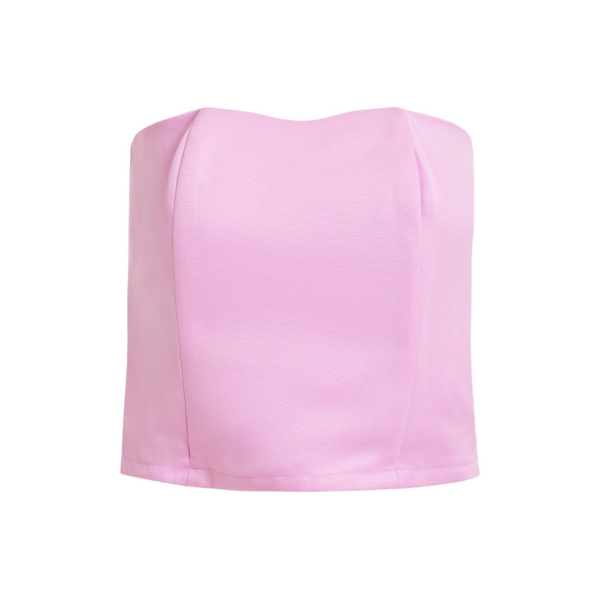 Essentiel Antwerp Pink sculpted bustier top with smocked back - Essentiel Antwerp Tops - Colorful Belgian Design - Shop at Coveti