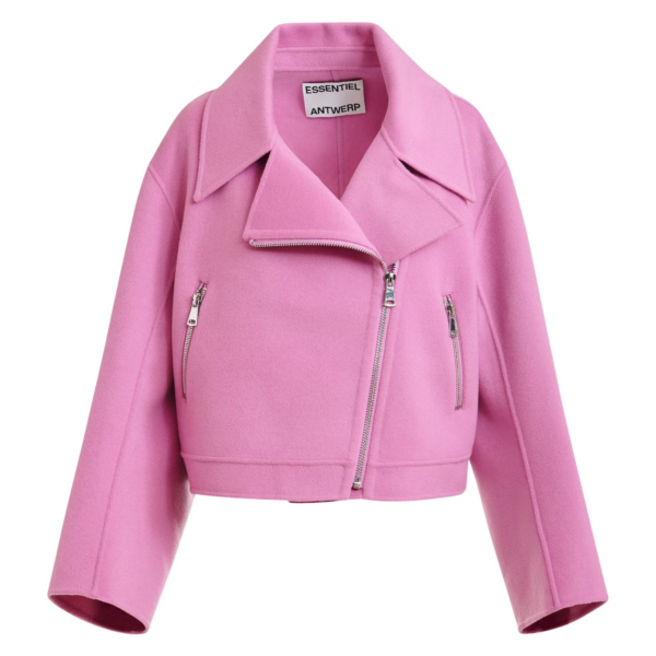 Essentiel Antwerp Pink wool double-faced jacket - Essentiel Antwerp Jackets - Colorful Belgian Design - Shop at Coveti