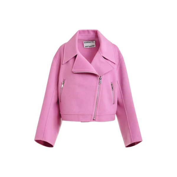 Essentiel Antwerp Pink wool double-faced jacket - Essentiel Antwerp Jackets - Colorful Belgian Design - Shop at Coveti