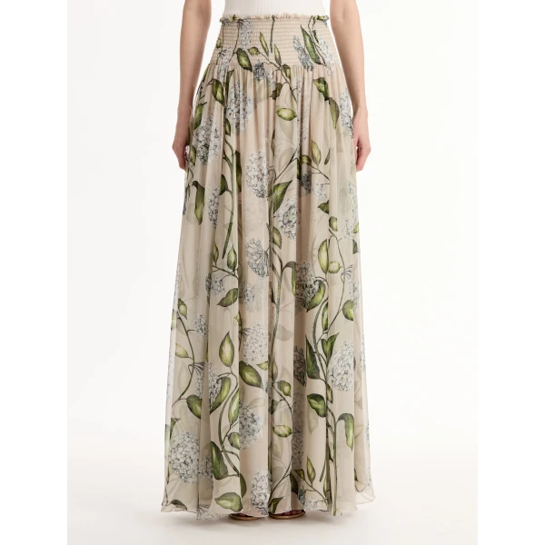Oscar de la Renta Porcelain Flower Chiffon Maxi Skirt - Oscar de la Renta Skirts - American Couture - Shop at Coveti