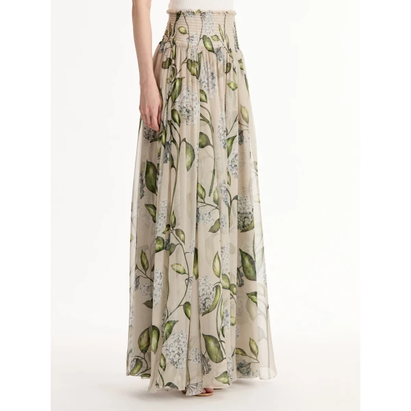 Oscar de la Renta Porcelain Flower Chiffon Maxi Skirt - Oscar de la Renta Skirts - American Couture - Shop at Coveti