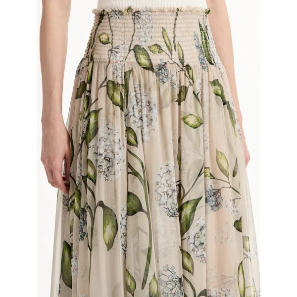 Oscar de la Renta Porcelain Flower Chiffon Maxi Skirt - Oscar de la Renta Skirts - American Couture - Shop at Coveti