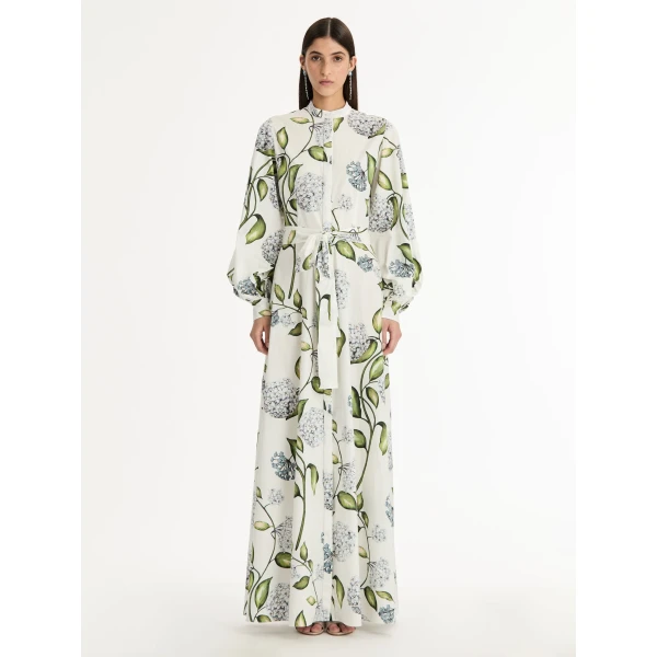 Oscar de la Renta Porcelain Flower Cotton Poplin Caftan - Oscar de la Renta Dresses - American Couture - Shop at Coveti