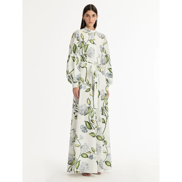 Oscar de la Renta Porcelain Flower Cotton Poplin Caftan - Oscar de la Renta Dresses - American Couture - Shop at Coveti