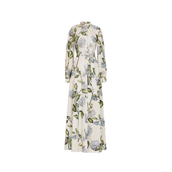 Oscar de la Renta Porcelain Flower Cotton Poplin Caftan - Oscar de la Renta Dresses - American Couture - Shop at Coveti