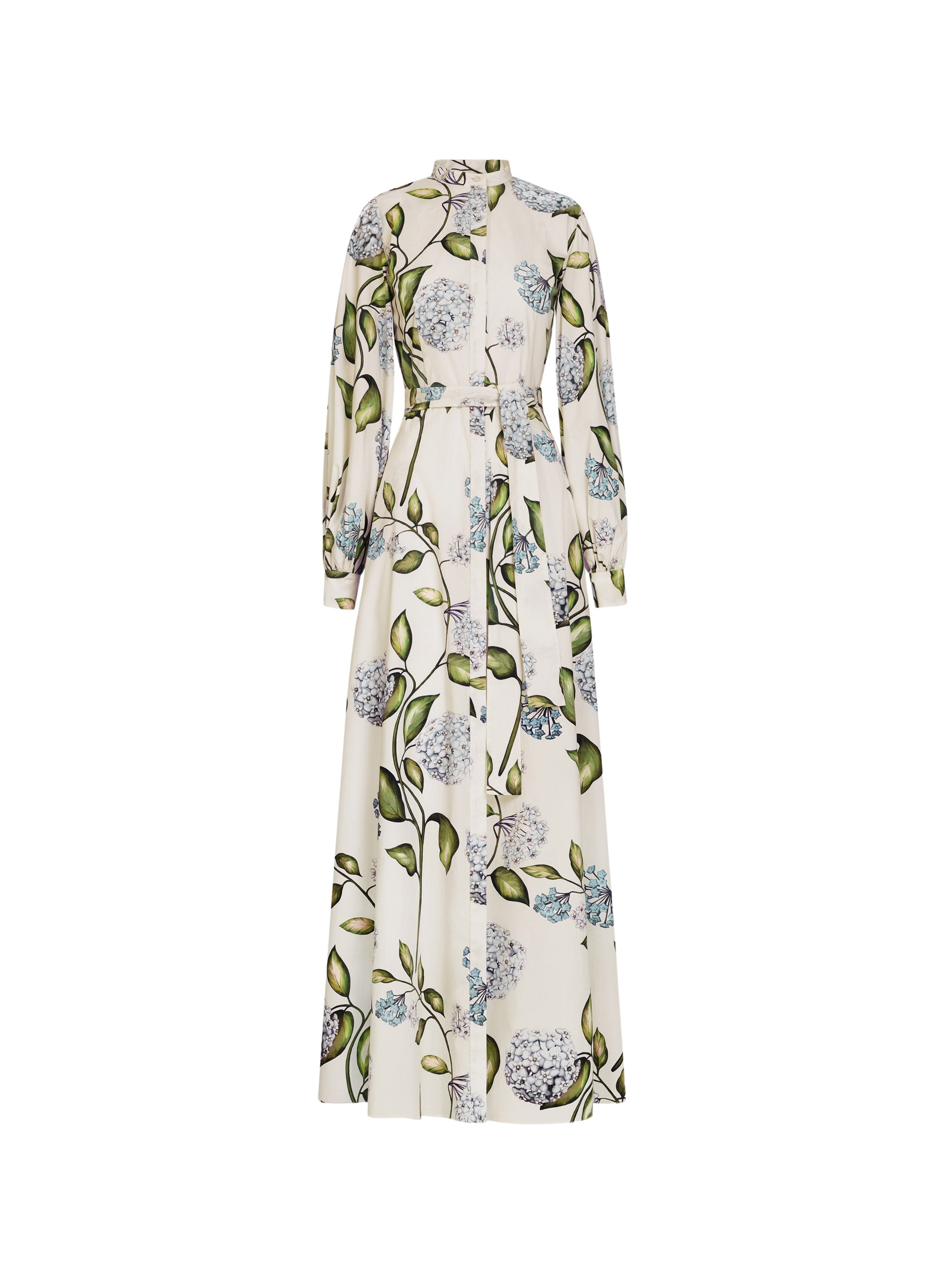 Oscar de la Renta Porcelain Flower Cotton Poplin Caftan Dress