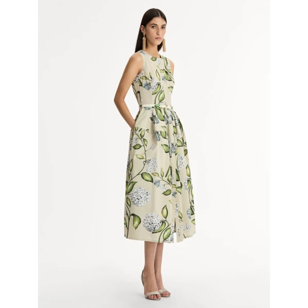 Oscar de la Renta Porcelain Flower Cotton Poplin Dress - Oscar de la Renta Dresses - American Couture - Shop at Coveti