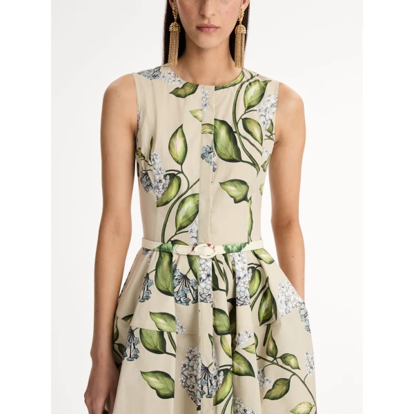 Oscar de la Renta Porcelain Flower Cotton Poplin Dress - Oscar de la Renta Dresses - American Couture - Shop at Coveti