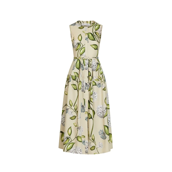Oscar de la Renta Porcelain Flower Cotton Poplin Dress - Oscar de la Renta Dresses - American Couture - Shop at Coveti