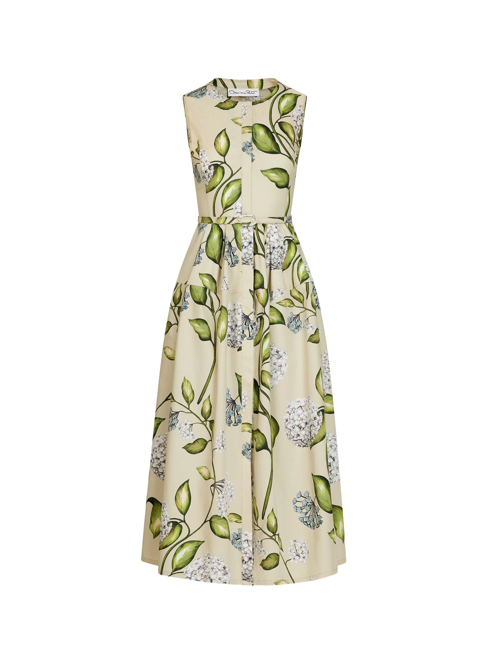 Porcelain-Flower-Cotton-Poplin-Dress-Oscar-de-la-Renta-Dresses78948_nobg Oscar de la Renta Porcelain Flower Cotton Poplin Dress - Oscar de la Renta Dresses - American Couture - Shop at Coveti