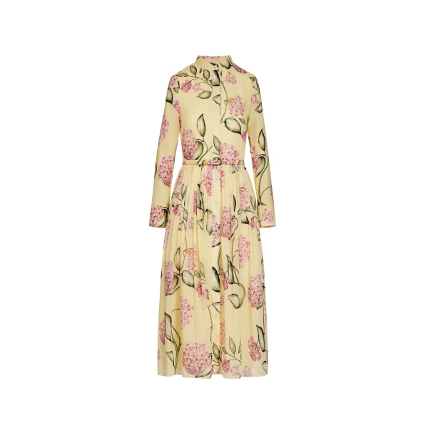 Oscar de la Renta Porcelain Flower Cotton Poplin Long-Sleeve Dress - Oscar de la Renta Dresses - American Couture - Shop at Coveti