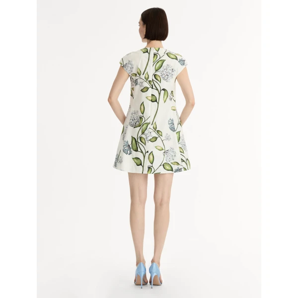Oscar de la Renta Porcelain Flower Cotton Poplin Mini Dress - Oscar de la Renta Dresses - American Couture - Shop at Coveti