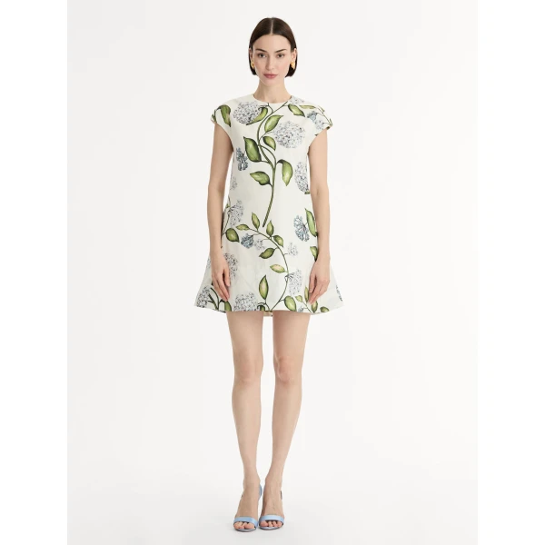 Oscar de la Renta Porcelain Flower Cotton Poplin Mini Dress - Oscar de la Renta Dresses - American Couture - Shop at Coveti
