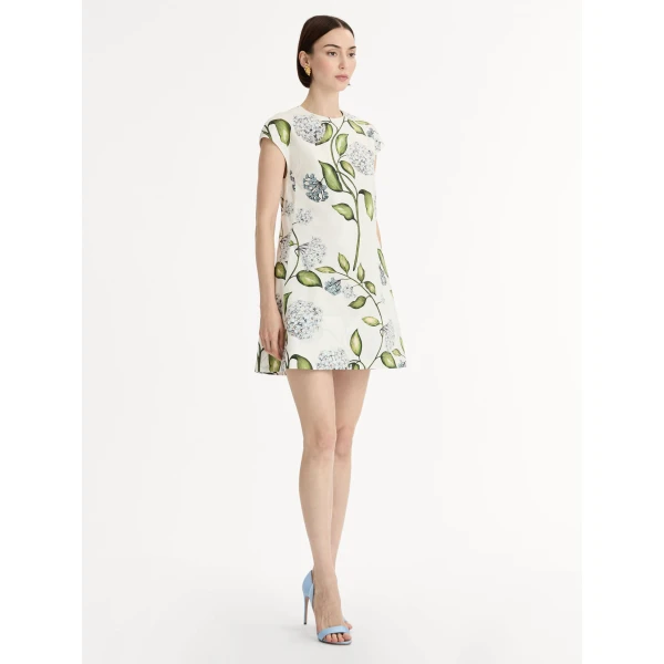 Oscar de la Renta Porcelain Flower Cotton Poplin Mini Dress - Oscar de la Renta Dresses - American Couture - Shop at Coveti