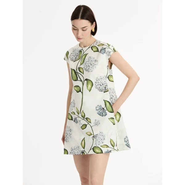 Oscar de la Renta Porcelain Flower Cotton Poplin Mini Dress - Oscar de la Renta Dresses - American Couture - Shop at Coveti