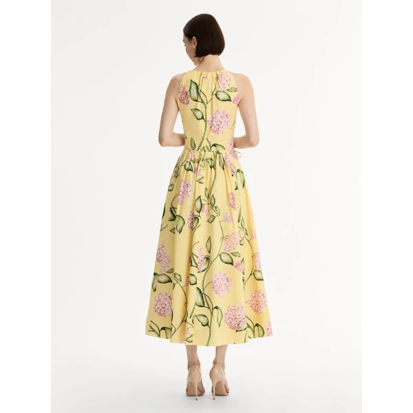 Oscar de la Renta Porcelain Flower Cotton Poplin Pleated Dress - Oscar de la Renta Dresses - American Couture - Shop at Coveti