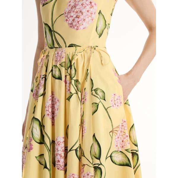 Oscar de la Renta Porcelain Flower Cotton Poplin Pleated Dress - Oscar de la Renta Dresses - American Couture - Shop at Coveti