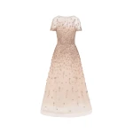 Oscar de la Renta Porcelain Flower Crystal Embroidered Dress - Oscar de la Renta Dresses - American Couture - Shop at Coveti