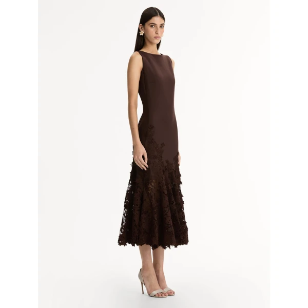 Oscar de la Renta Porcelain Flower Guipure Trumpet Dress - Oscar de la Renta Dresses - American Couture - Shop at Coveti