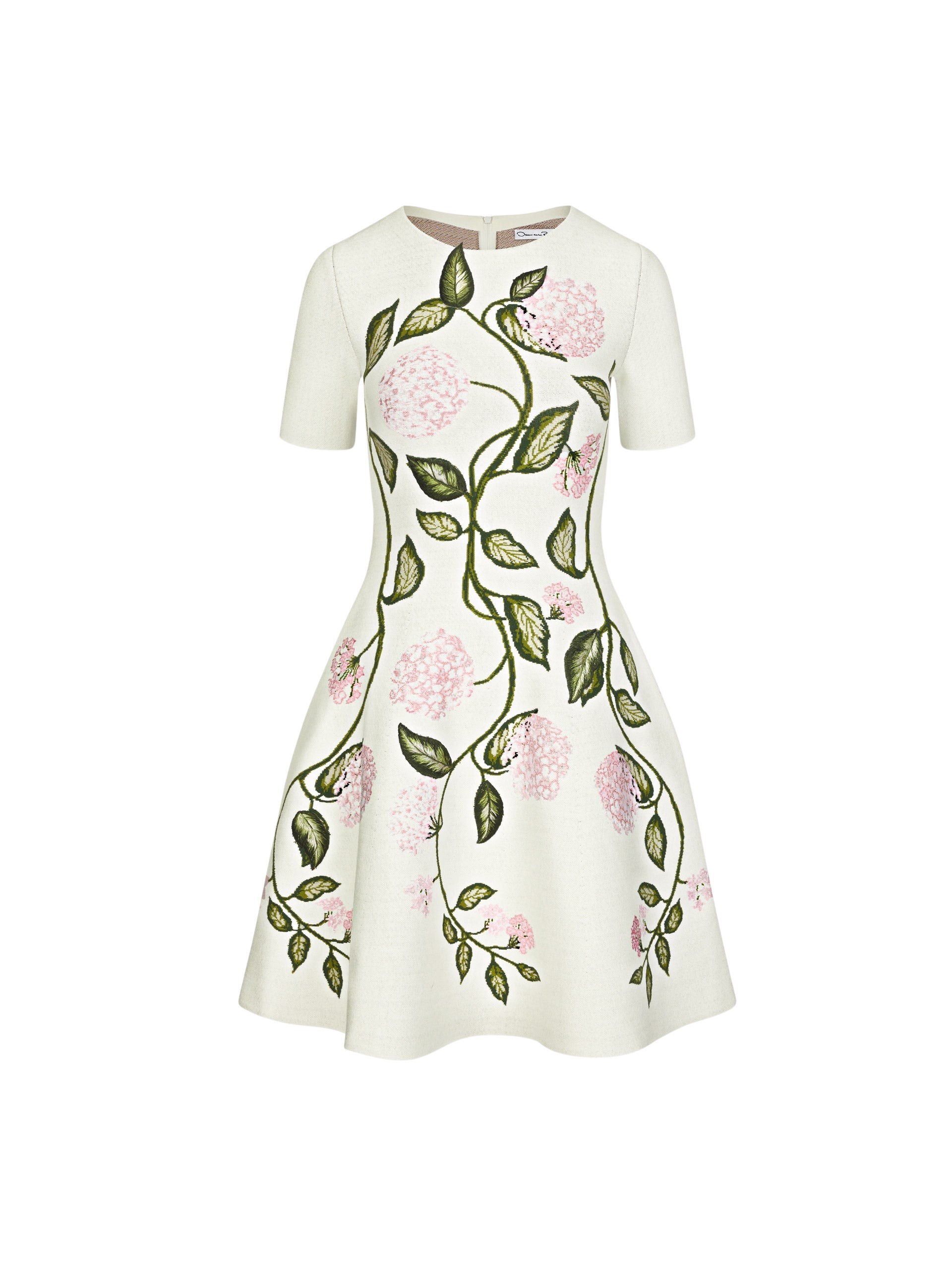 Oscar de la Renta Porcelain Flower Jacquard Dress