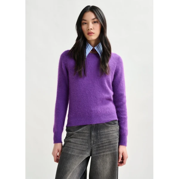 Essentiel Antwerp Purple angora blend knit, view 2