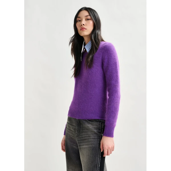 Essentiel Antwerp Purple angora blend knit, view 3