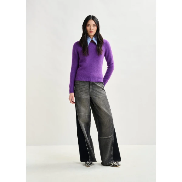 Essentiel Antwerp Purple angora blend knit, view 5