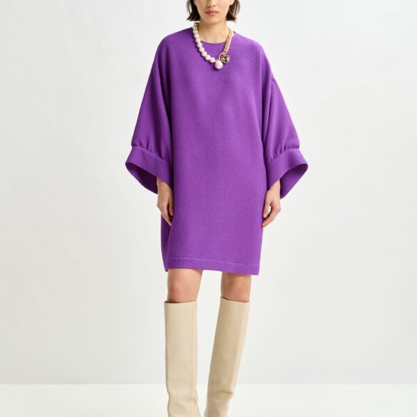 Essentiel Antwerp Purple mini dress with wide sleeves - Essentiel Antwerp Dresses - Colorful Belgian Design - Shop at Coveti
