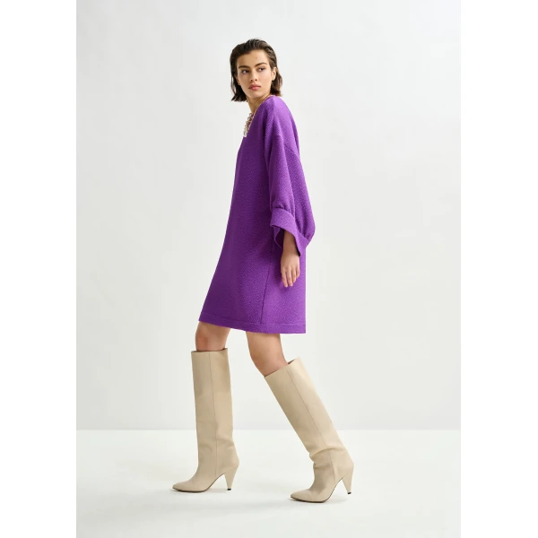 Essentiel Antwerp Purple mini dress with wide sleeves, view 3
