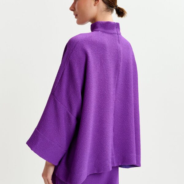 Essentiel Antwerp Purple oversized top with stand-up collar - Essentiel Antwerp Tops - Colorful Belgian Design - Shop at Coveti